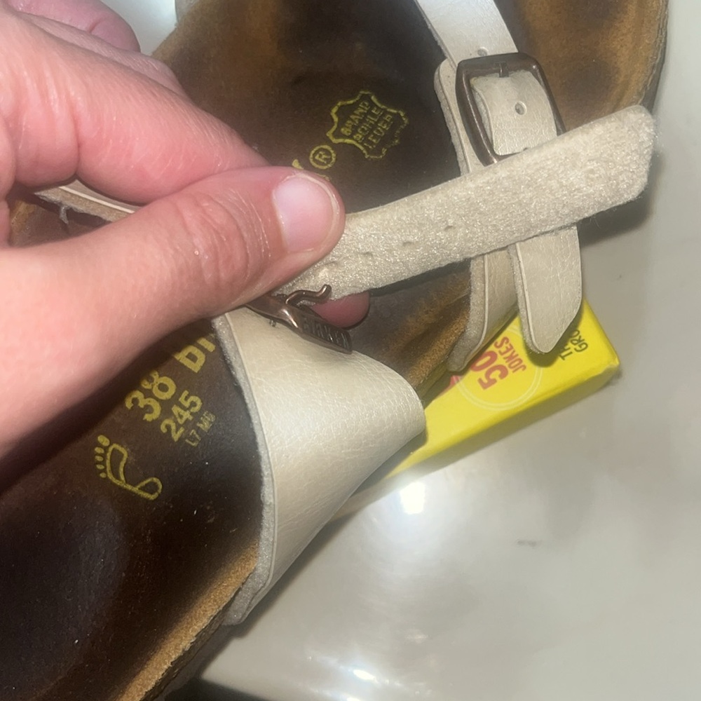 Birkenstock Cream and Brown Adjustable Sandals - Picture 10 of 13